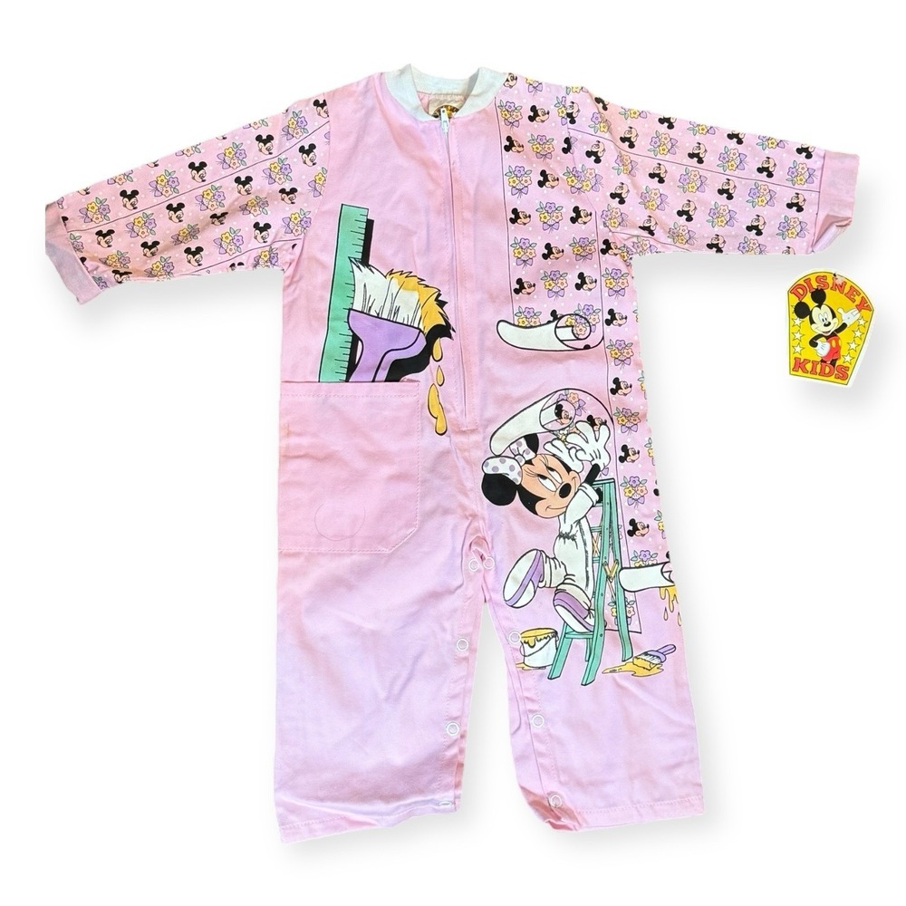 NWT 1980s Minnie Mouse Disney Kids Toddler 12M Girl Romper One Piece NOS Vintage